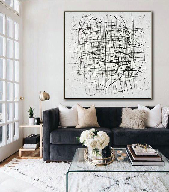 Large Abstract Painting,Oversized Minimal Painting On Canvas - Acrylic Painting On Canvas